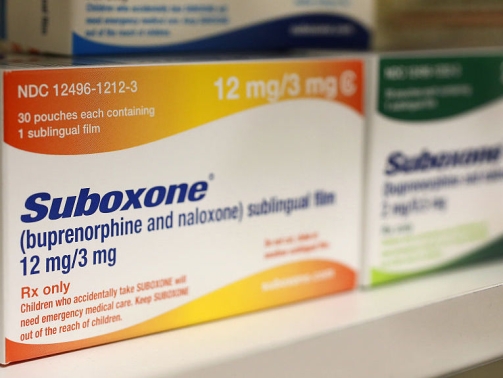 A box of Indivior's Suboxone medication sits on a pharmacy shelf in Provo, Utah, U.S., on Wednesday, Aug. 31, 2016. A Nov. 2015 forecast from health data firm IMS Health expects global sales of brand and generic prescription drugs, and nonprescription medicines, to total $1.4 trillion in 2020. Photographer: George Frey/Bloomberg via Getty Images